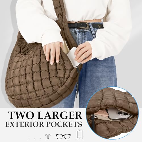 Image of Puffer Tote Bag Quilted Carryall Bag Crossbody Bag Puffy Shoulder Bag for Women Lightweight Hobo Bags