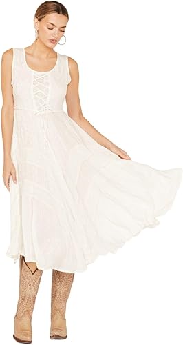 Scully Vestido sin mangas para mujer con cordones frontal de longitud completa gris ceniza HC118