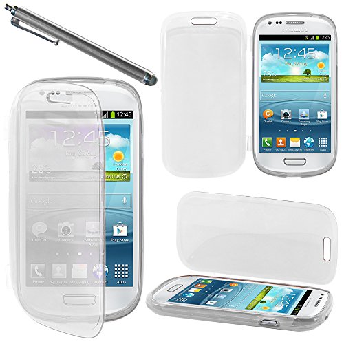 ebestStar   Funda Compatible con Samsung S3 Mini Galaxy GT i8190, i8190N Carcasa Cartera Proteccion Formato Libro, Silicona Gel Case Shock Absorción + Lápiz, Transparente