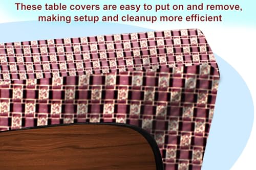 Image of The Furnishing Tree Elastic Rectangular Center Tpoy Table Cover WxL 24x60 in Inches Polyester Basketweave Pattern Multicolor