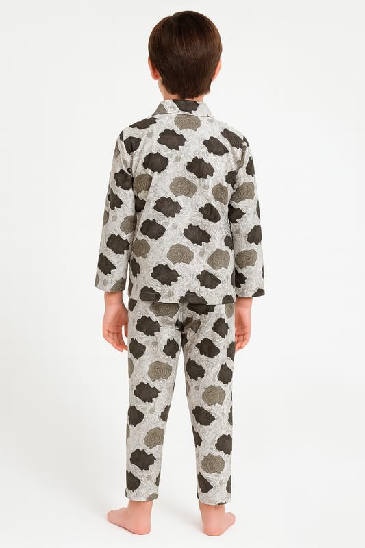Image of 3BROS Kid's Pure Cotton Full Sleeves Night Suit /Dress for Boys /Girls Full Pajama & Top Sleep Suit Combo Set