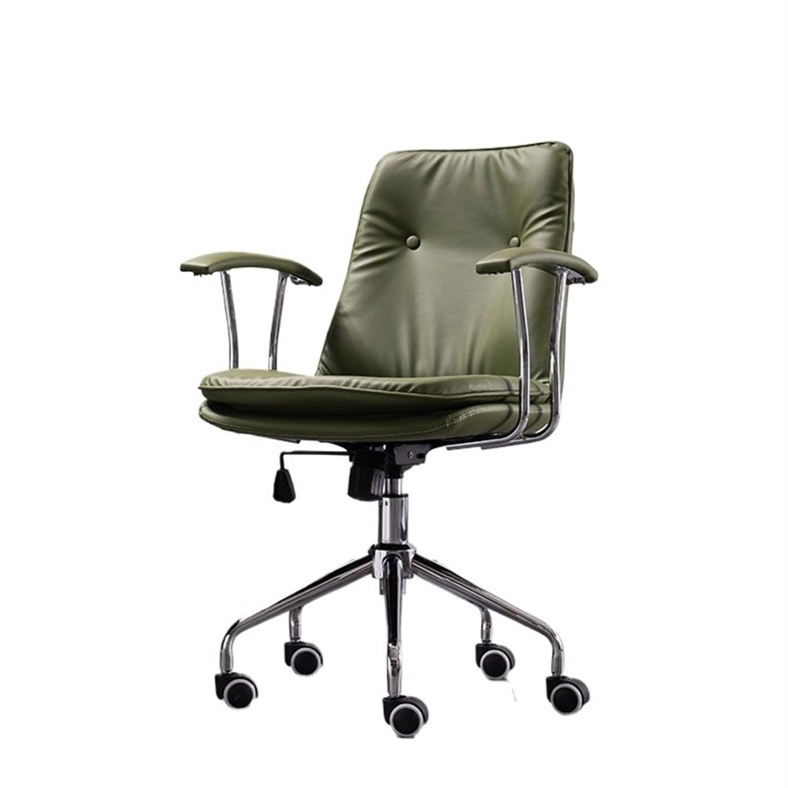 Modern Office Chair in PU Leather, Comfortable, with Wheels and Arms, Conference Chair, Ergonomic Chair, Adjustable Swivel Chair (Green)