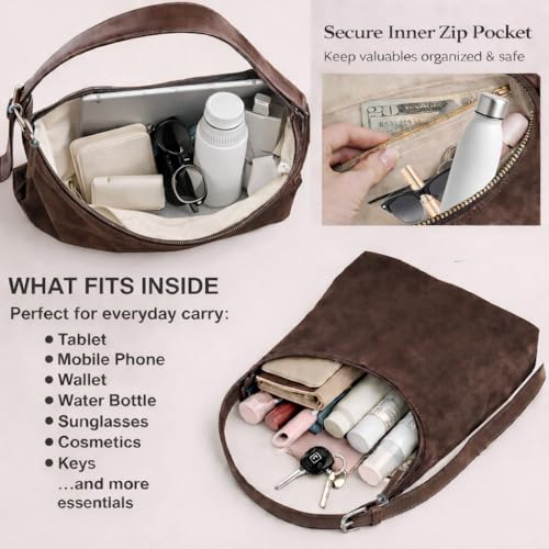 Bolso grande tote de mujer estilo boho en café miniatura 4