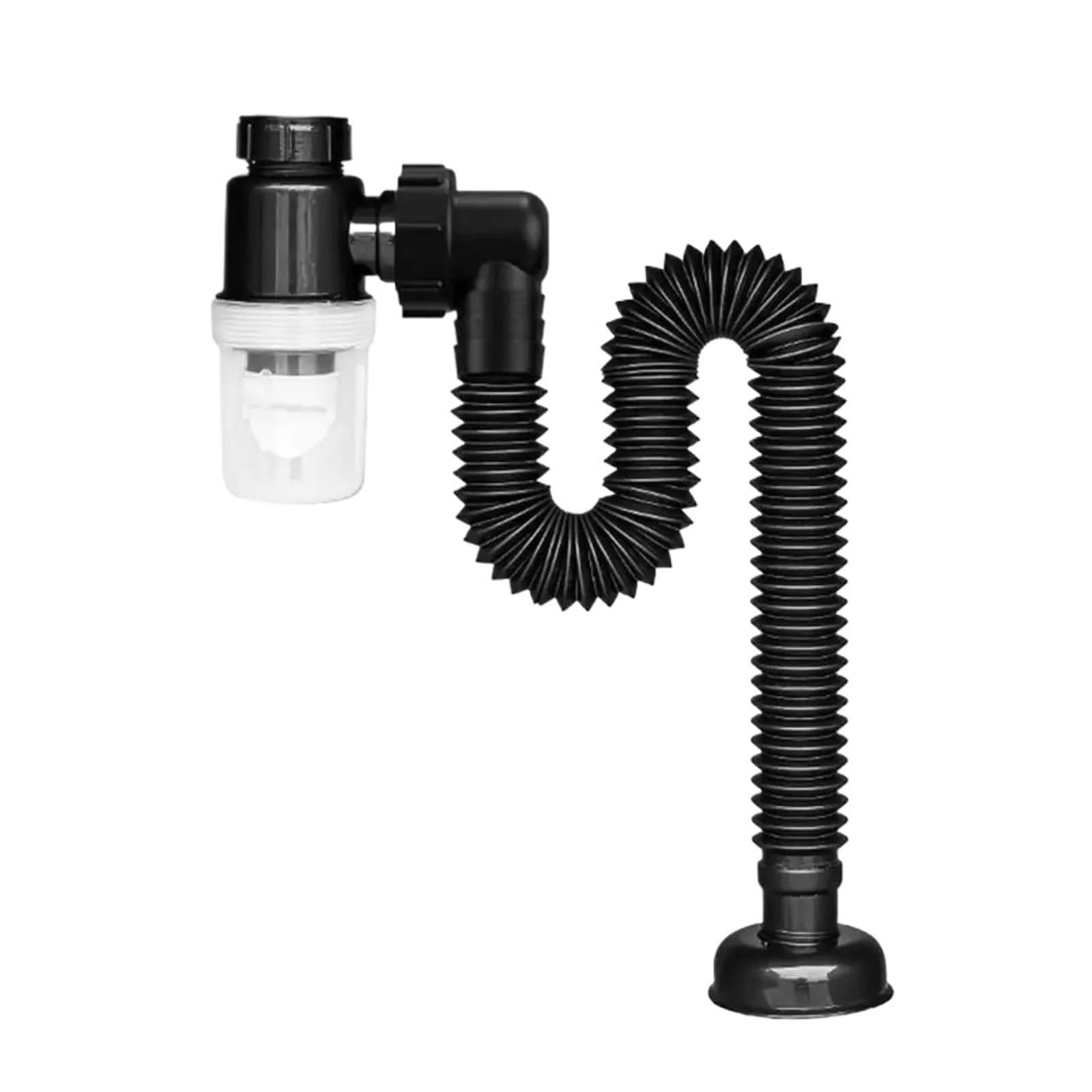 Flexible Plumbing Kitchen Accessories Washbasin Pipeline Drain Sewer Pipe Sink Deodorant Strainer Sink Hose(Black)