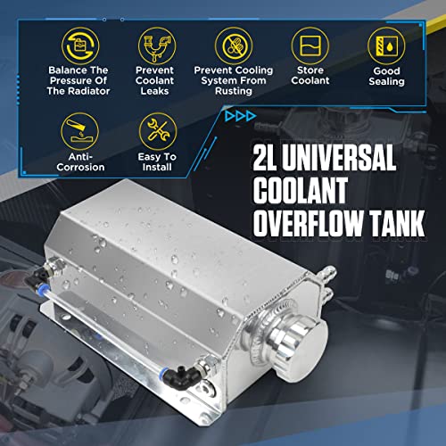 Radiator Overflow Tank 2L Universal Coolant Overflow Tank Aluminum Radiator Overflow Tank