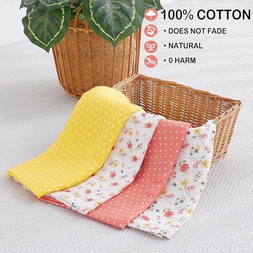 Image of Softan Swaddle Blanket, 47x47 in Muslin Swaddle Receiving Blanket for Newborns, Breathable & Soft, 4 Pack Yellow Flower
