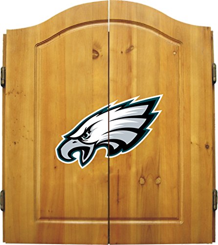Imperial Official NFL Dart Boards for Adults with Cabinet, 6 Steel Tip Darts, Chalkboard Scorers, Philadelphia Eagles- Professional Bristle Dartboard Set - Premium Game Room Accessories and Decor