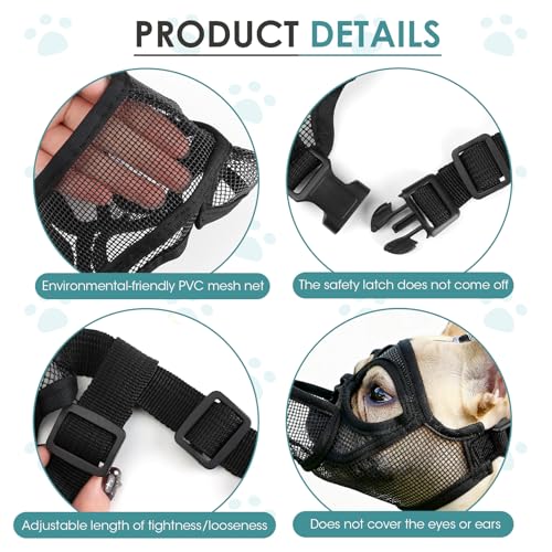 Französische Bulldogge Maulkorb, Maulkorb Kleine Hunde Maulkörbe Giftköderschutz Hund Mesh Dog Muzzle Anti Biting Kauen Bellen Hundemaulkorb mit Abgeflachter Schnauze Deutscher (L)
