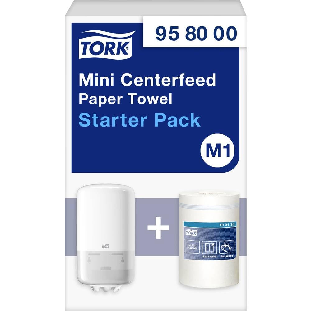 Tork Mini Centrefeed Papierhandtücher Starter Pack - 958000 - M1 + Nachfüllpapier (120 Meter), Groß