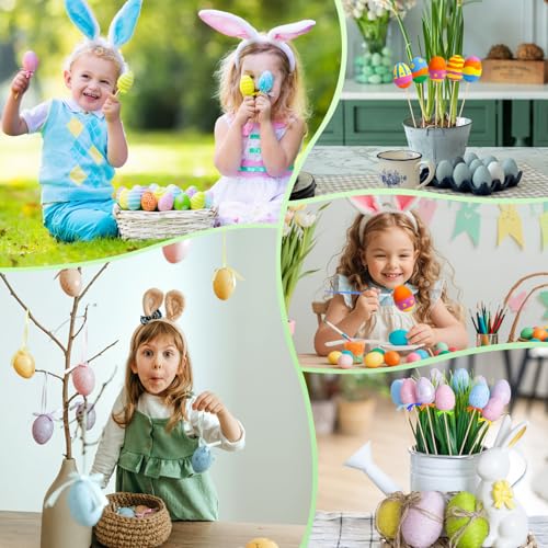 Dreamtop Ostereier zum Bemalen Ostereier zum Aufhängen Eier Ostern Ostereier zum Selbst Bemalen Beschriften 24 Stück DIY Eier zum Aufhänge Plastikeier zum Basteln Set Plastikeier zum Basteln Set