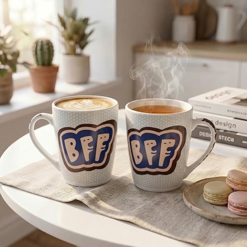 Image of U.P.C. U.P.C.Milk Mug Set of 2 | Ceramic & Bone China Coffee Milk Cups | Designer Printed Tea Coffee Mug Set | Large Capacity Milk Mugs | Microwave Safe Cup Set | Kitchen Drinkware