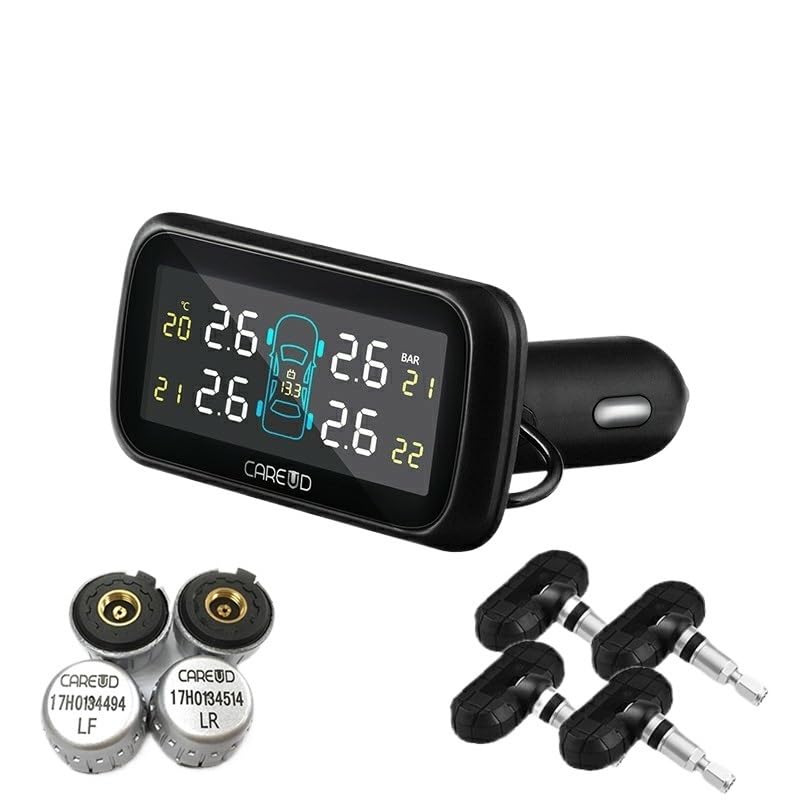 Tpms Sistema di monitoraggio della Pressione dei Pneumatici Wireless for Auto con 4 sensori Interni/Esterni Pressione Pneumatici(903-NF)