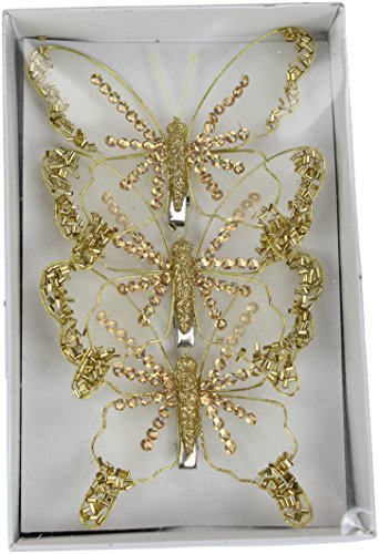 Deko Schmetterling mit Clip 3 Stück Gold Cover