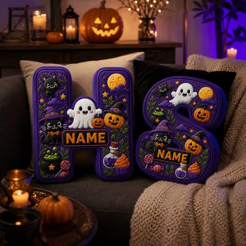 Individuelles Halloween-Buchstabenkissen mit Namensaufdruck – Bild 5