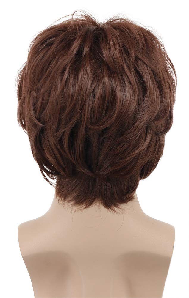 VGbeaty 60s 70s 80s Mens Disco Brown Short Rocker Singer Star Wig with Mustache Hippie Halloween Cosplay Party - Image 4