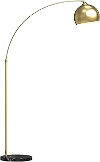 HOMCOM Stehlampe Stehleuchte höhenverstellbar, schwenkbar Bogenlampe mit E27 Fassung Standleuchte für Wohnzimmer Schlafzimmer, Gold, exkl. Glühbirne