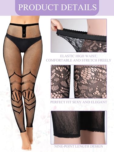 Image of Skylety 6 Pairs Fishnet Stockings for Women, M-L, Novelty Black