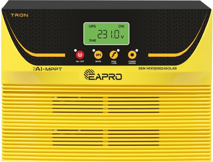 eapro tron-250024 solar inverter | ai-mppt technology | fhups0644x0-2200va-24v-84a mppt-l smart | advanced pure sine wave technology | interactive multicolor lcd display | bis approved