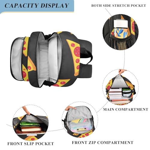 senya Pepperoni Pizza Slices Backpack Water-Resistant Bag Lightweight Bookbags with Reflective Strip3