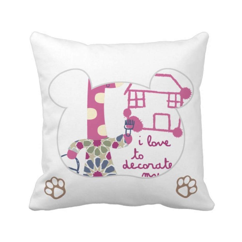 Housse de coussin girafe rose pour masquer un vieux coussin use