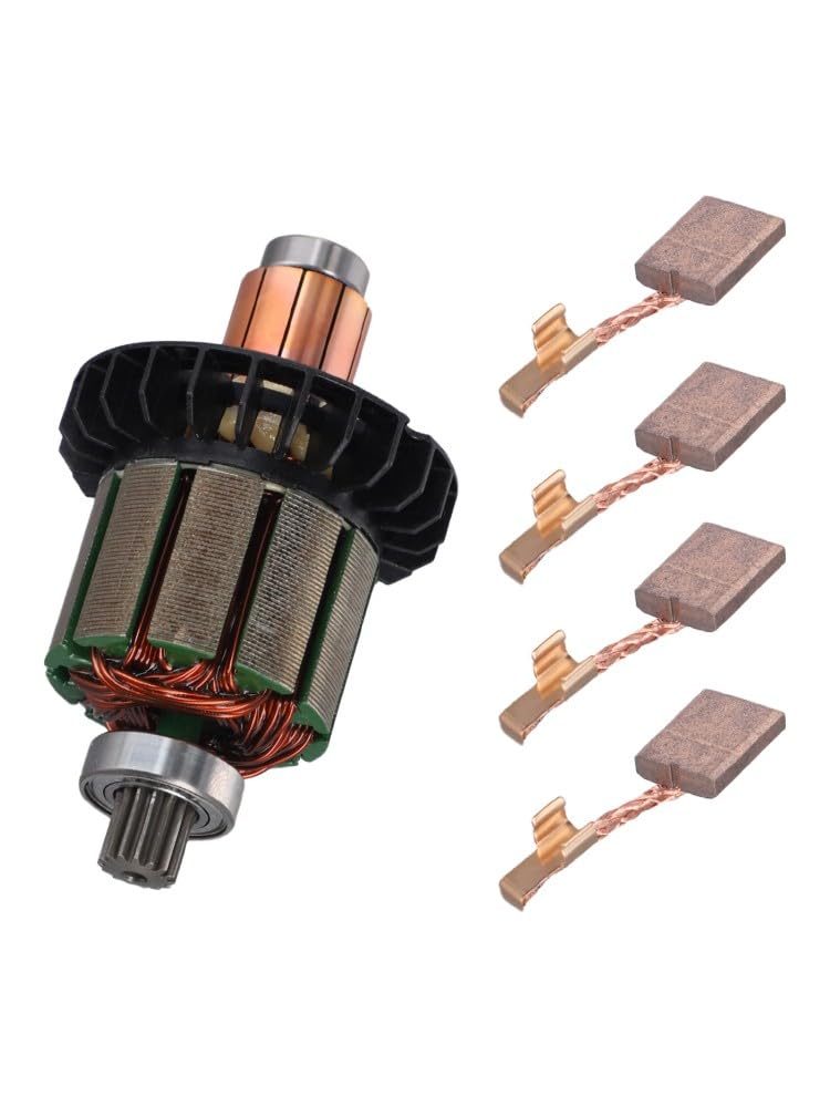 Motoranker Rotor 619380-9 619583-5 mit 194427-5 CB-440 Kohlebürste 13x13x10mm kompatibel mit Makita DDF482 DHP482 DHP482RAE DHP482Z DDF482RME DHP482RME DDF482RFE Bohrschrauber 5 St