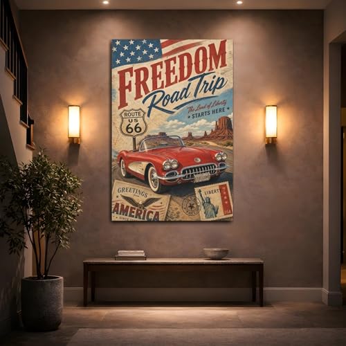 Impression sur toile voiture classique rouge grand format 3cm - 2