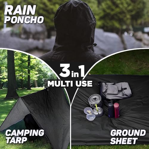Image of ROCKSPORT Unisex Outdoor Rain Poncho for Adult,Multi Use, Waterproof, Lightweight, Reusable & Packable, One Size Fits Most