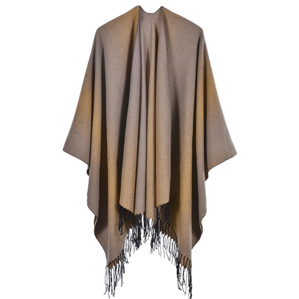 Dninmim Maglione da donna in jacquard lavorato a maglia, scialle, autunno inverno, leggero, ispessito, caldo, poncho mantelle