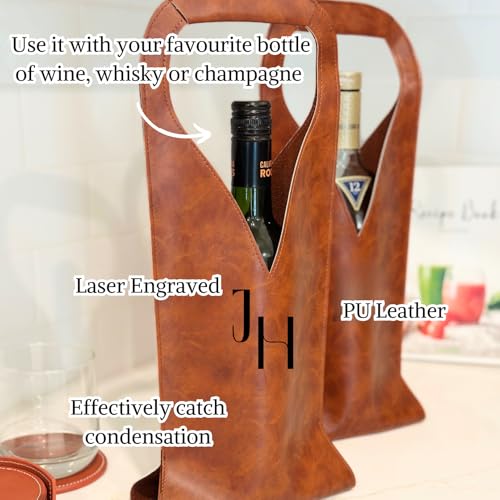 Bolso porta vino de cuero personalizado grabado a láser miniatura 4