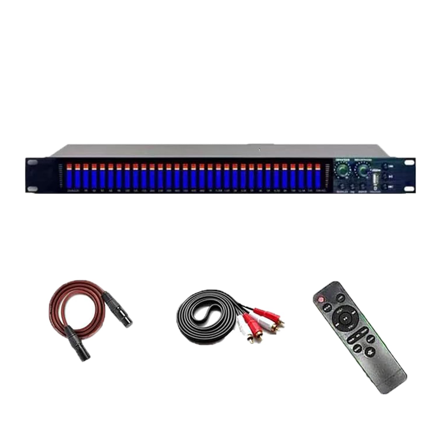 Ecualizador digital profesional DSP estéreo con pantalla LED dinámica, 21 efectos preestablecidos, reducción automática de ruido, montaje en rack de 1U para aplicaciones de estudio y KTV
