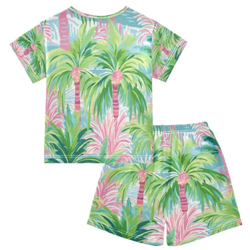 Coconut Tree Kids Pjs Set Boys Girls Summer Short-Sleeve Sleepwear Pajamas 2PCS2