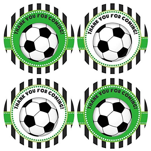Soccer Ball Thank You Sticker Labels - Boy Girl Children Birthday Baby Shower Party - Set of 30