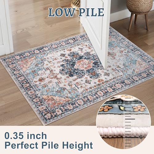 Image of Tangsoo 8x10 Washable Area Rugs for Living Room, Vintage Non Slip Large Rug