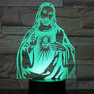 Huihaifanghu 3D Jesus Cross Night Light Lamp 7 Color Change LED Touch USB Table Gift Kids Children Decor Decorations Valentines Birthday Gift Toys