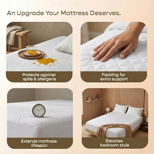 Image of SleepyCat Quilted Mattress Protector | Soft Quilted Comfort | Waterproof Backing | Everyday Mattress Protection | Multiple Sizes |(Double Size, 72x48 Inches)