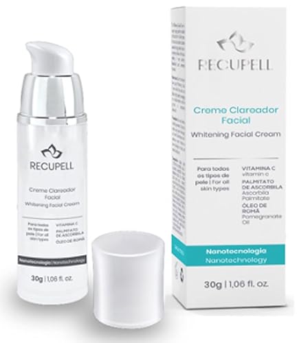 Crema facial aclaradora para todo tipo de piel, crema facial aceite de granada, producto vegano, nanotecnología brasileña, clínicamente probado,