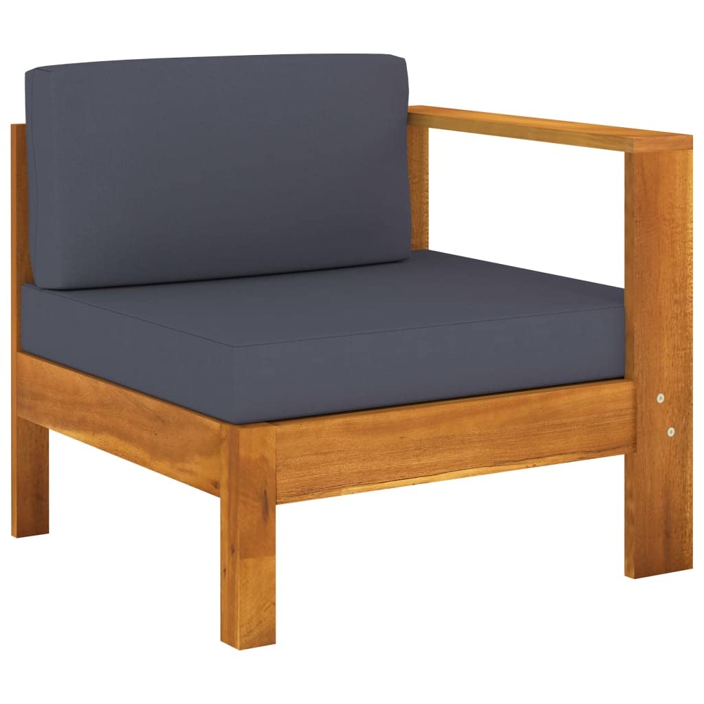 Juego de sofás de jardín, juego para exteriores, decoración de jardín, 10 plazas, cojines grises oscuros macizos de acacia