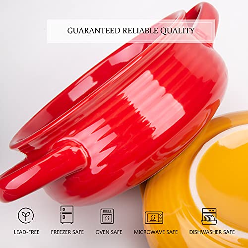 Cutiset 20 Ounce Multicolor Ceramic Soup Bowls With Handles,Ceramic Serving Bowl Set For Soup thumb #2