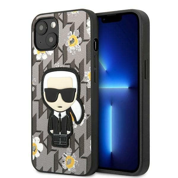 Karl Lagerfeld Iconic Karl Flower - Coque pour iPhone 13 (Gris)