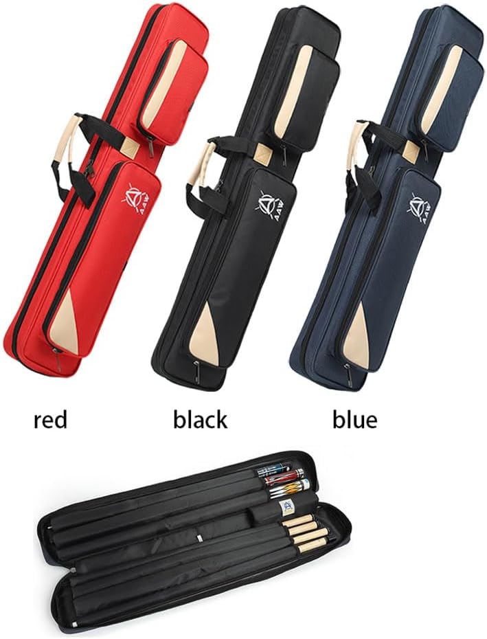 スヌーカーキューカバー、7穴ビリヤードキューバッグ、厚手のオックスフォード布ポータブル、ソフトストレージキャリーケース1/2-レッド