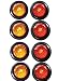 4 Red + 4 Amber LED 2" Round Clearance/Side Marker Light Kits with Light and Grommet Truck Trailer RV Pack of 8 15103