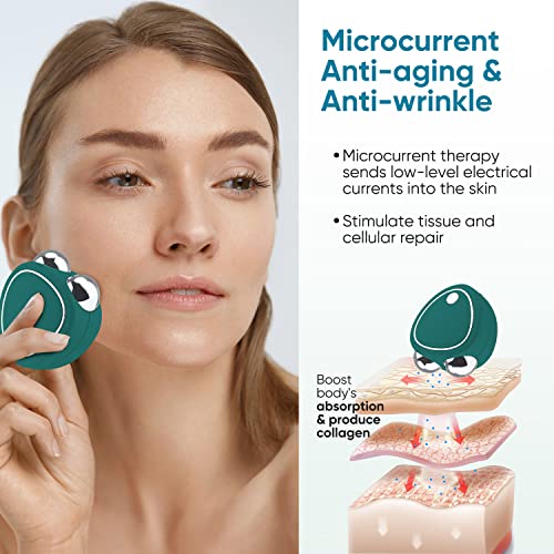 Microcurrent Facial Device, 2023 New Mini Double Chin Reducer Machine, Instant Face Lift & Tighten Skin, Intelligent Face Massager For Anti Aging And Wrinkle Reducer, V-Face Sculpting Tool, Green #TOP4