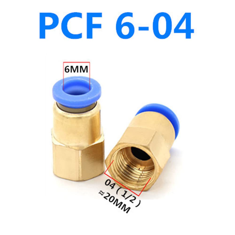 ezqnirk 1PCS PCF BSP Female Thread Brass Pneumatic Quick Connector Air Fitting Pipe,6-04