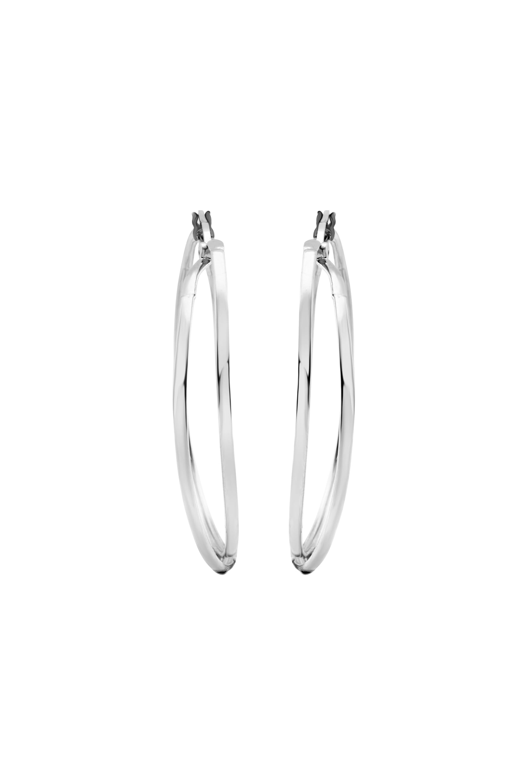 Breil, Collezione Lightline, Orecchini Donna a Doppio Cerchio in Acciaio Lucido, Chiusura a Baionetta, 45 x 42 mm, Idea Regalo Donna