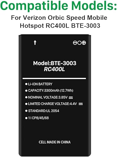Miniatura 2 de SHENMZ Batería BTE-3003, batería de iones de litio de 0 ciclos de súper alta capacidad para Verizon Orbic Speed Mobile Hotspot RC400L ORB400LB