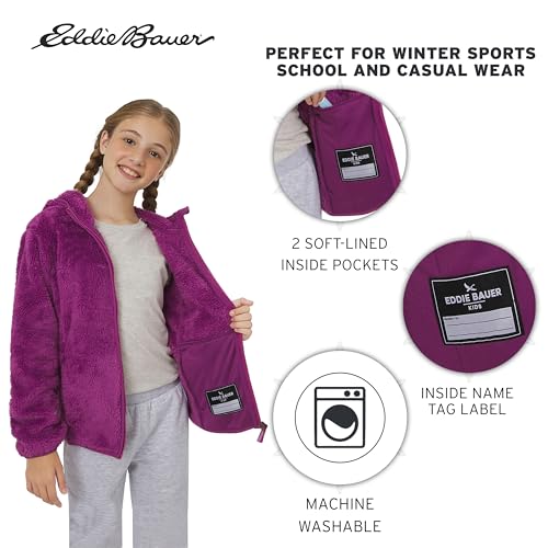 Image of Eddie Bauer Girls' Quest Plush High Pile Faux Sherpa Hooded Jacket