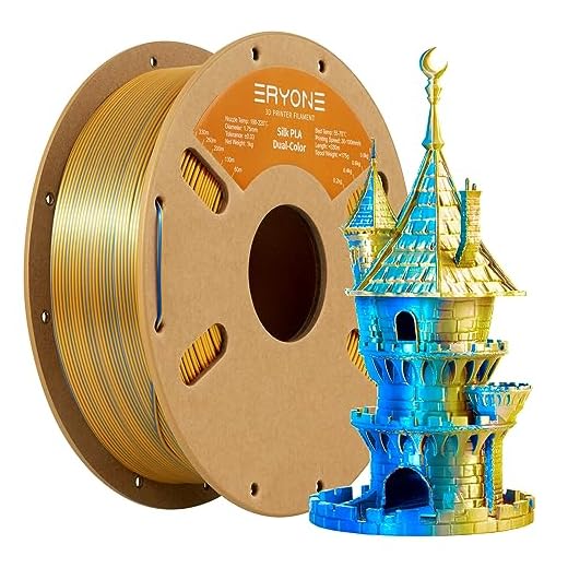 ERYONE Silk Dual Color PLA Filament 3D Printer 1.75mm +/- 0.03mm, Bicolor Filament Two Tone PLA 1KG(2.2lbs) Cardboard Spool, Gold Blue