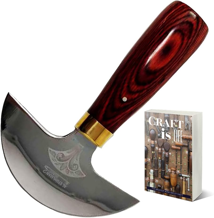 Tandy Leather Al Stohlman Round Knife 35014-00 - Premium Round Cutting Edge for Leather Craft Supplies - Leather Working Kit Craft Knife & Leather Cutter - Tooling Leather Skiver Knife Set with E-Book