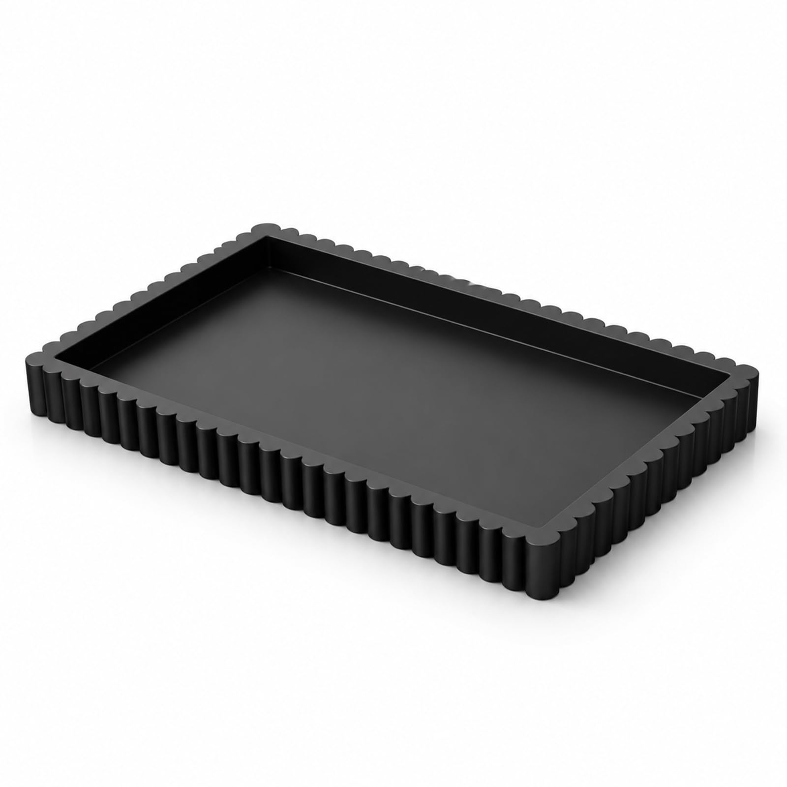 Black Tray Decorative, Wave Rectangle Silicone Tray for Bathroom, 24*10 cm