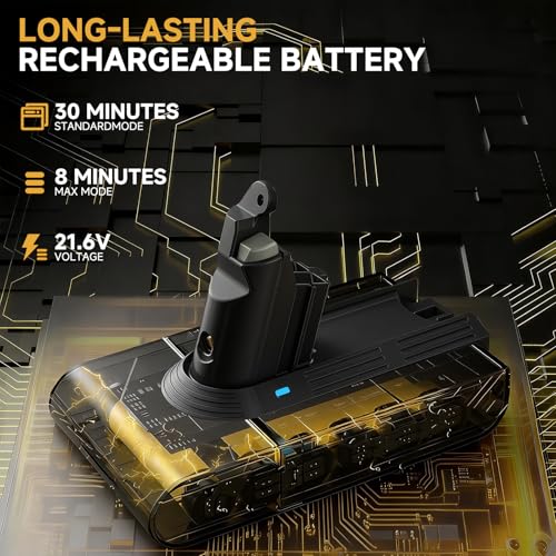 Image of 8000mAh 21.6V Upgraded Battery Replacement Compatible with Dyson V6 | Li-ion Battery for V6 Animal /Slim /Absolute /Motorhead /Fluffy /SV03 /SV04 /SV05 /SV09 /DC58 /DC59 /DC61 /DC62 Cordless Vacuum Cleaners.